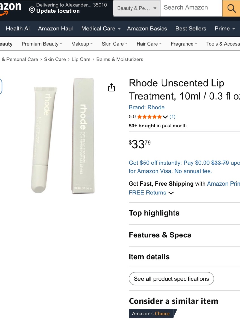 RHODE Peptide Lip Treatment – Clear Unscented Lip Repai - Picture 3 of 3